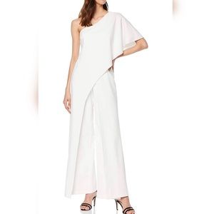 Adrianna Papell Flutter One Shoulder Jumpsuit.